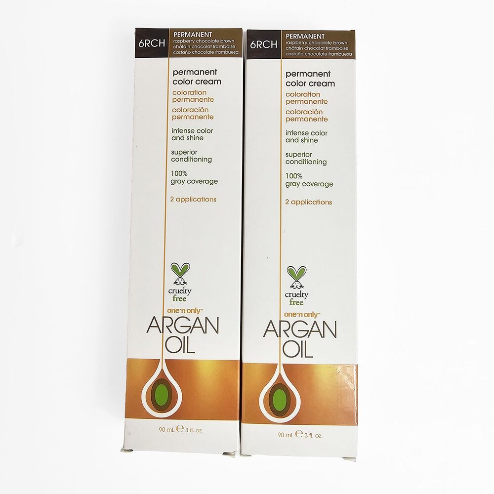One n Only 6RCH Raspberry Chocolate Brown Argan Oil Permanent Hair Color Bundle